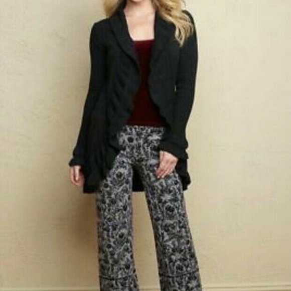 Heavyweight [Matilda Jane] Open Front Black Ruffly Cardigan Jax Sweater | Medium - Picture 10 of 13